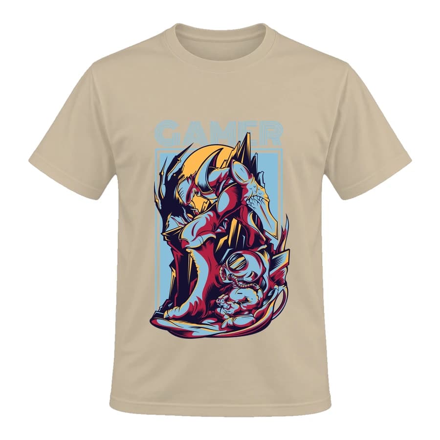 T-shirt — Gamer — الأمام — بيج